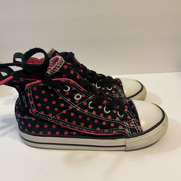 Converse CTAS Black & Pink Dots High Top Sneakers Toddler Size 10 - Picture 2 of 9